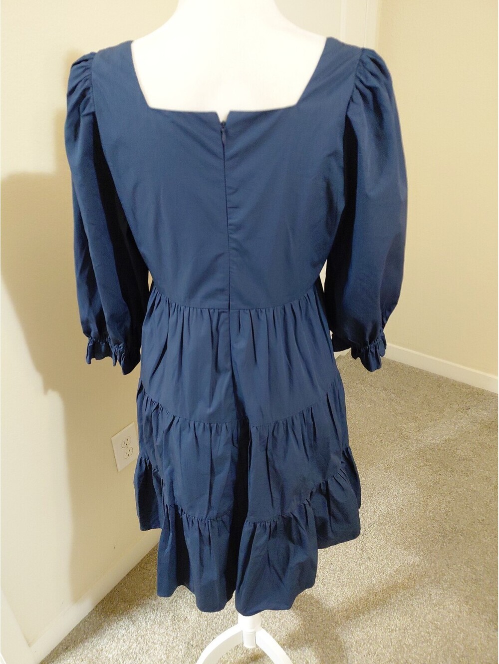 NWT Madewell Poplin Lizzie Babydoll Tiered Dress Twilight Navy Blue Size 8 #659 - Picture 6 of 10